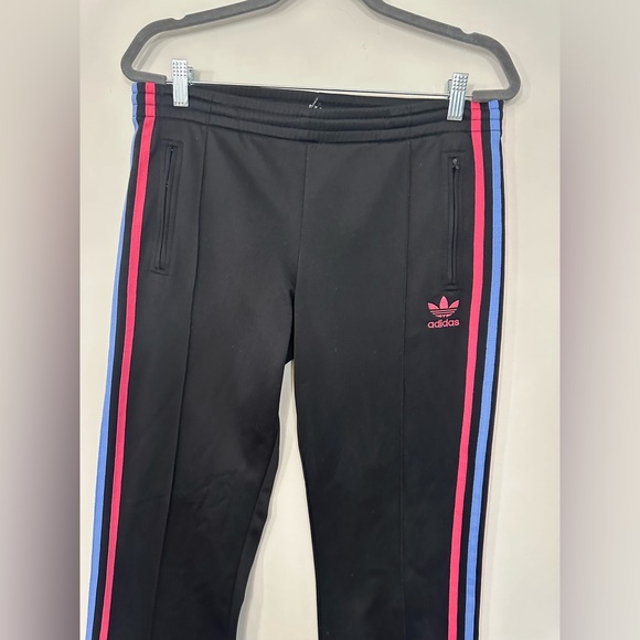 Adidas zip ankle trefoil EUC black pink blue track pants athletic sweatpants - Picture 10 of 12